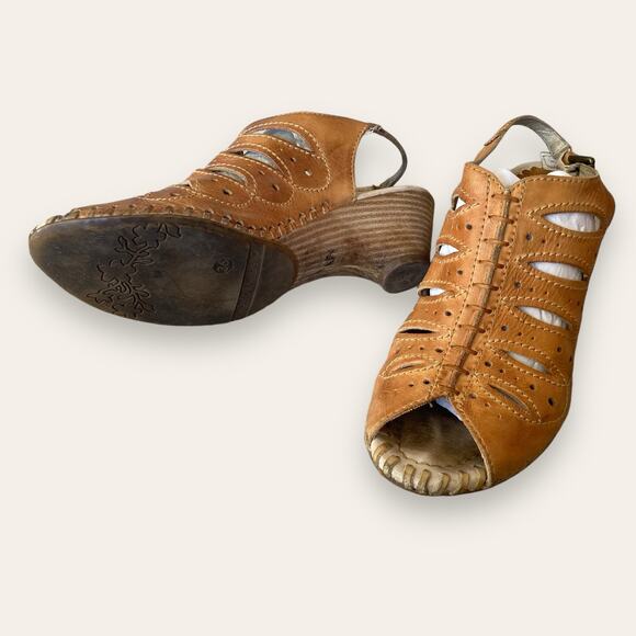 Pikolinos Tan Slingback Peeptoe Sandals Sz 36 Leather - Picture 3 of 5